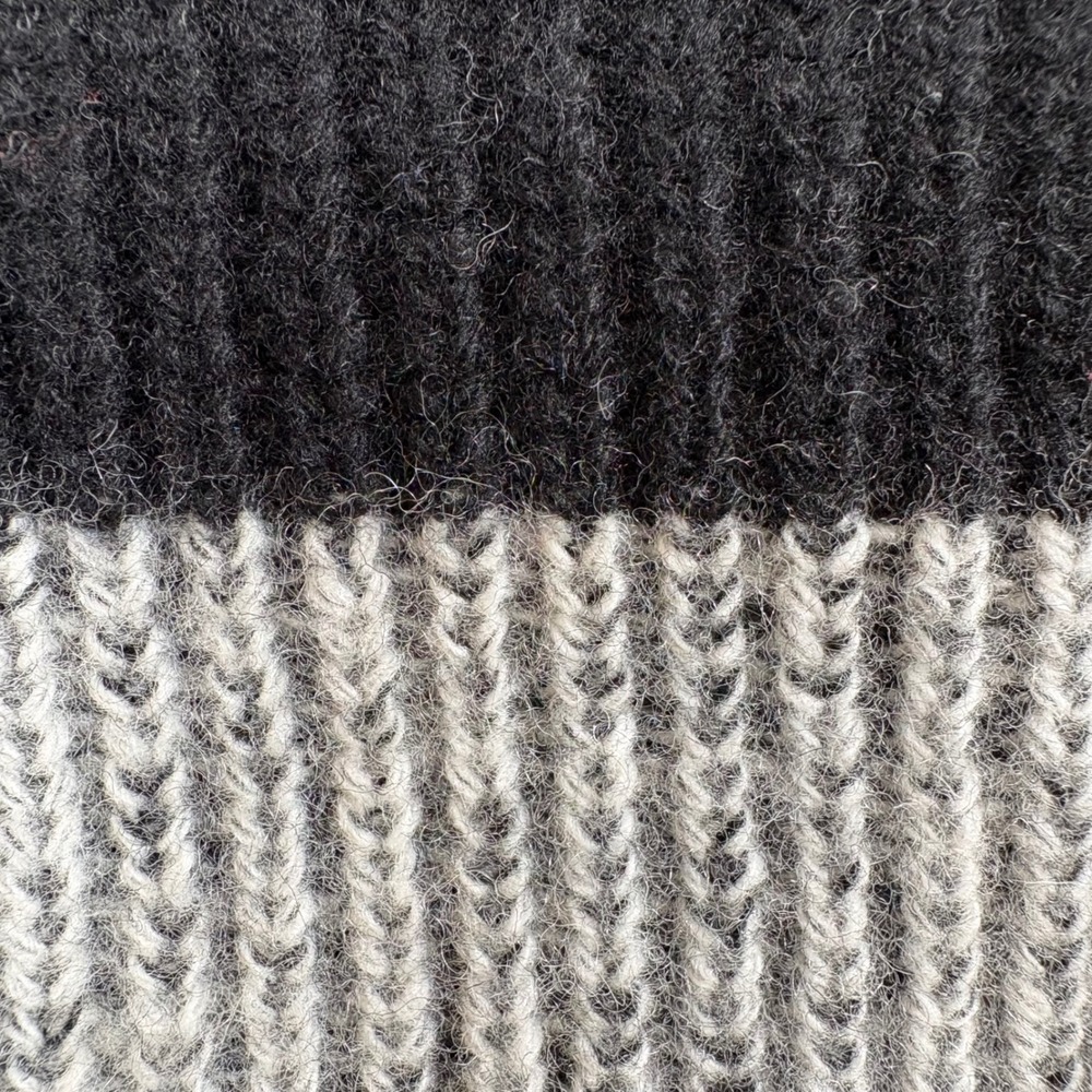 Banana Republic Men's Chunky Knit Sweater Lg Black Gray Wool Blend Fisherman - Picture 6 of 7